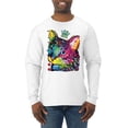 thumbnail image 1 of Wild Bobby Dean Russo Cat Wearing a Crown Thinking Cat Crowned Cat Lover Men Long Sleeve Shirt, White, XX-Large, 1 of 5