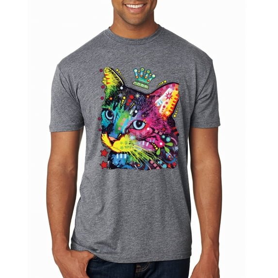 Wild Bobby Dean Russo Cat Wearing a Crown Thinking Cat Crowned Cat Lover Men Premium Tri Blend Tee, Premium Heather, Medium