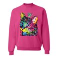 thumbnail image 1 of Wild Bobby Dean Russo Cat Wearing a Crown Thinking Cat Crowned Cat Lover Unisex Crewneck Graphic Sweatshirt, Fuschia, XX-Large, 1 of 5