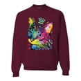 thumbnail image 1 of Wild Bobby Dean Russo Cat Wearing a Crown Thinking Cat Crowned Cat Lover Unisex Crewneck Graphic Sweatshirt, Maroon, X-Large, 1 of 5