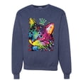 thumbnail image 1 of Wild Bobby Dean Russo Cat Wearing a Crown Thinking Cat Crowned Cat Lover Unisex Crewneck Graphic Sweatshirt, Vintage Heather Navy, X-Large, 1 of 5