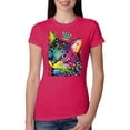 thumbnail image 1 of Wild Bobby Dean Russo Cat Wearing a Crown Thinking Cat Crowned Cat Lover Women Slim Fit Junior Tee, Raspberry, Small, 1 of 5