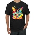 thumbnail image 1 of Wild Bobby Dean Russo Colorful Blue Eyes Cat Cat Lover Men Graphic Tee, Black, Small, 1 of 5