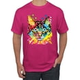 thumbnail image 1 of Wild Bobby Dean Russo Colorful Blue Eyes Cat Cat Lover Men Graphic Tee, Fuschia, 4X-Large, 1 of 5