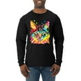 thumbnail image 1 of Wild Bobby Dean Russo Colorful Blue Eyes Cat Cat Lover Men Long Sleeve Shirt, Black, Small, 1 of 5