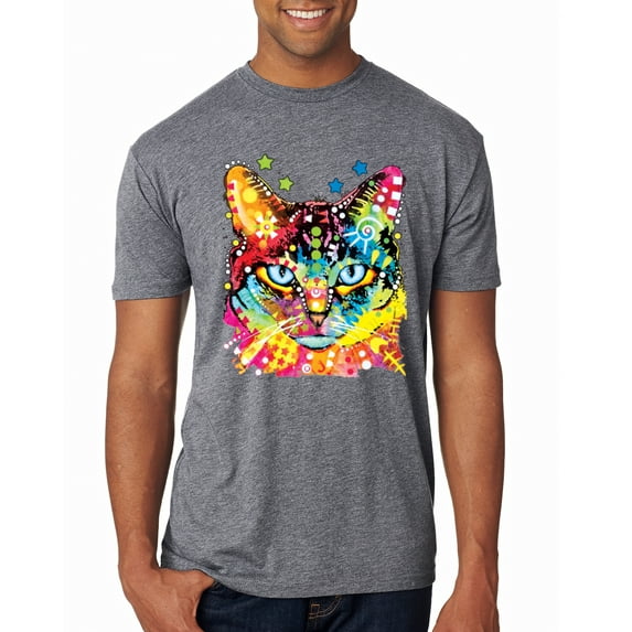 Wild Bobby Dean Russo Colorful Blue Eyes Cat Cat Lover Men Premium Tri Blend Tee, Premium Heather, Large