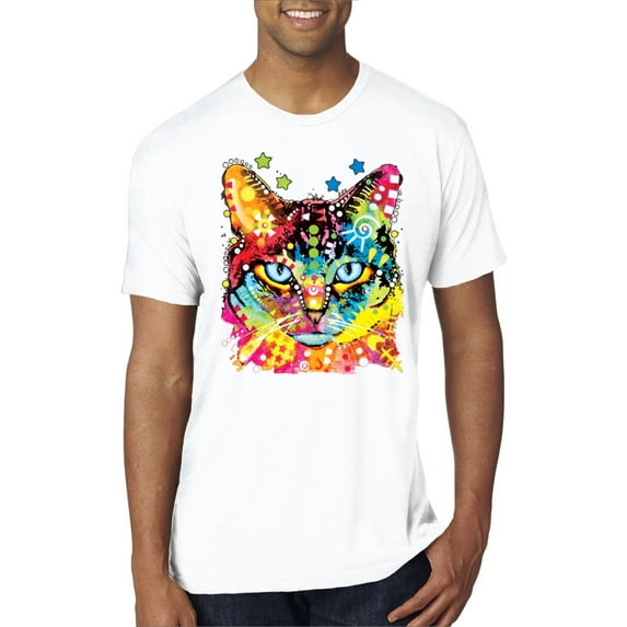 Wild Bobby Dean Russo Colorful Blue Eyes Cat Cat Lover Men Premium Tri Blend Tee, True White, XX-Large