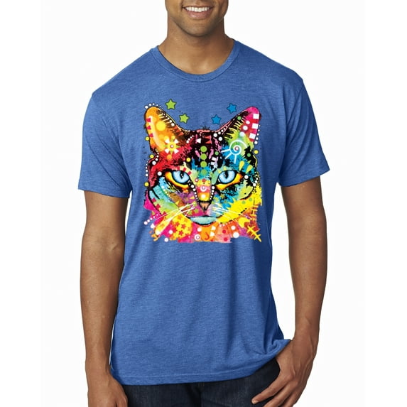 Wild Bobby Dean Russo Colorful Blue Eyes Cat Cat Lover Men Premium Tri Blend Tee, Vintage Royal, Large