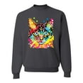 thumbnail image 1 of Wild Bobby Dean Russo Colorful Blue Eyes Cat Cat Lover Unisex Crewneck Graphic Sweatshirt, Charcoal, XX-Large, 1 of 5