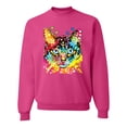 thumbnail image 1 of Wild Bobby Dean Russo Colorful Blue Eyes Cat Cat Lover Unisex Crewneck Graphic Sweatshirt, Fuschia, Large, 1 of 5