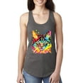 thumbnail image 1 of Wild Bobby Dean Russo Colorful Blue Eyes Cat Cat Lover Women Racerback Tank Top, Dark Grey, Large, 1 of 5