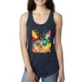 thumbnail image 1 of Wild Bobby Dean Russo Colorful Blue Eyes Cat Cat Lover Women Racerback Tank Top, Navy, Large, 1 of 5