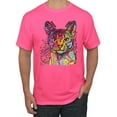 thumbnail image 1 of Wild Bobby Dean Russo Colorful Cat Abyssinian Cat Lover Men Graphic Tee, Neon Pink, 4X-Large, 1 of 5