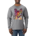 thumbnail image 1 of Wild Bobby Dean Russo Colorful Cat Abyssinian Cat Lover Men Long Sleeve Shirt, Heather Grey, XX-Large, 1 of 5