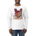 thumbnail image 1 of Wild Bobby Dean Russo Colorful Cat Abyssinian Cat Lover Men Long Sleeve Shirt, White, X-Large, 1 of 5