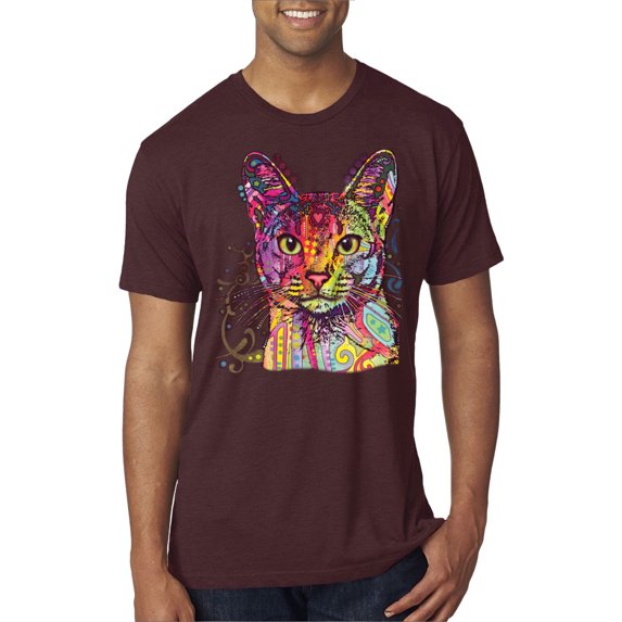 Wild Bobby Dean Russo Colorful Cat Abyssinian Cat Lover Men Premium Tri Blend Tee, Cardinal, Small