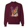 thumbnail image 1 of Wild Bobby Dean Russo Colorful Cat Abyssinian Cat Lover Unisex Crewneck Graphic Sweatshirt, Maroon, 3X-Large, 1 of 5