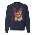 thumbnail image 1 of Wild Bobby Dean Russo Colorful Cat Abyssinian Cat Lover Unisex Crewneck Graphic Sweatshirt, Navy, Small, 1 of 5