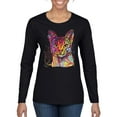 thumbnail image 1 of Wild Bobby Dean Russo Colorful Cat Abyssinian Cat Lover Women Graphic Long Sleeve Tee, Black, Small, 1 of 5