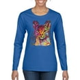 thumbnail image 1 of Wild Bobby Dean Russo Colorful Cat Abyssinian Cat Lover Women Graphic Long Sleeve Tee, Royal, XX-Large, 1 of 5