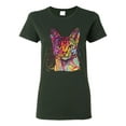 thumbnail image 1 of Wild Bobby Dean Russo Colorful Cat Abyssinian Cat Lover Women Graphic Tee, Forest Green, 3X-Large, 1 of 5