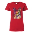 thumbnail image 1 of Wild Bobby Dean Russo Colorful Cat Abyssinian Cat Lover Women Graphic Tee, Red, XX-Large, 1 of 5