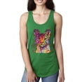 thumbnail image 1 of Wild Bobby Dean Russo Colorful Cat Abyssinian Cat Lover Women Racerback Tank Top, Kelly, Medium, 1 of 5
