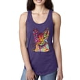 thumbnail image 1 of Wild Bobby Dean Russo Colorful Cat Abyssinian Cat Lover Women Racerback Tank Top, Purple Rush, Small, 1 of 5