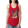 thumbnail image 1 of Wild Bobby Dean Russo Colorful Cat Abyssinian Cat Lover Women Racerback Tank Top, Red, Small, 1 of 5