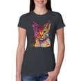 thumbnail image 1 of Wild Bobby Dean Russo Colorful Cat Abyssinian Cat Lover Women Slim Fit Junior Tee, Dark Grey, XX-Large, 1 of 5