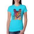thumbnail image 1 of Wild Bobby Dean Russo Colorful Cat Abyssinian Cat Lover Women Slim Fit Junior Tee, Tahiti Blue, XX-Large, 1 of 5