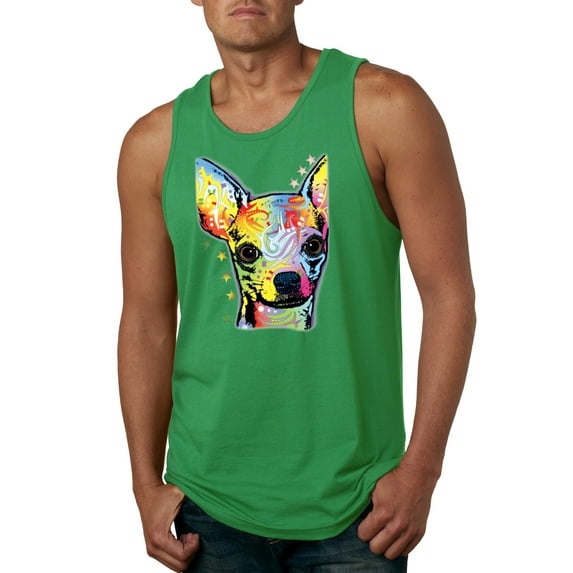 Wild Bobby Dean Russo Colorful Chihuahua Dog Lover Men Graphic Tank Top, Kelly, XX-Large
