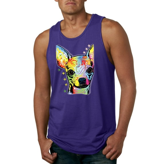 Wild Bobby Dean Russo Colorful Chihuahua Dog Lover Men Graphic Tank Top, Purple, Medium