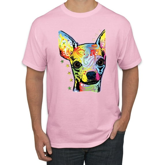 Wild Bobby Dean Russo Colorful Chihuahua Dog Lover Men Graphic Tee, Light Pink, X-Large
