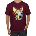 thumbnail image 1 of Wild Bobby Dean Russo Colorful Chihuahua Dog Lover Men Graphic Tee, Maroon, X-Large, 1 of 5