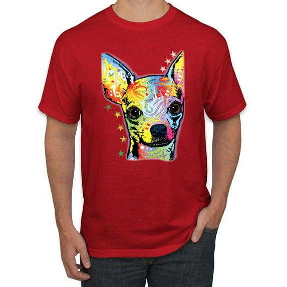 Wild Bobby Dean Russo Colorful Chihuahua Dog Lover Men Graphic Tee, Red, Small