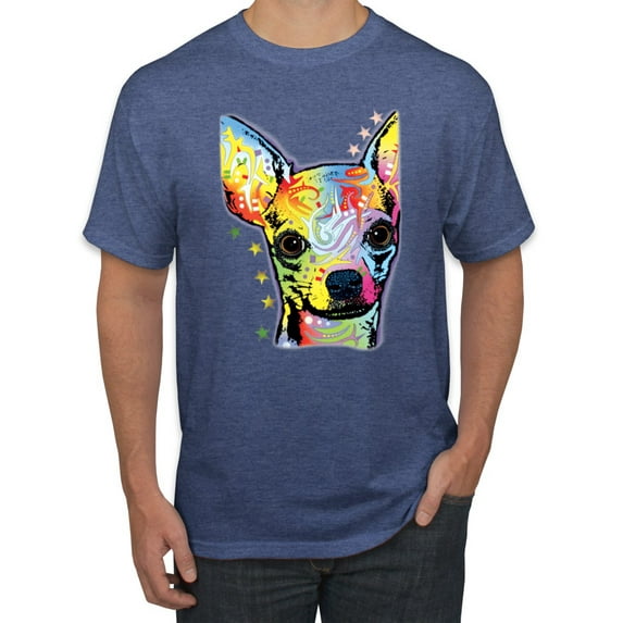 Wild Bobby Dean Russo Colorful Chihuahua Dog Lover Men Graphic Tee, Vintage Heather Blue, 4X-Large