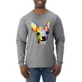 thumbnail image 1 of Wild Bobby Dean Russo Colorful Chihuahua Dog Lover Men Long Sleeve Shirt, Heather Grey, X-Large, 1 of 5