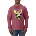 thumbnail image 1 of Wild Bobby Dean Russo Colorful Chihuahua Dog Lover Men Long Sleeve Shirt, Vintage Heather Red, Medium, 1 of 5
