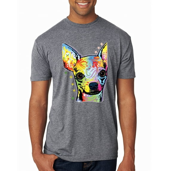 Wild Bobby Dean Russo Colorful Chihuahua Dog Lover Men Premium Tri Blend Tee, Premium Heather, Medium