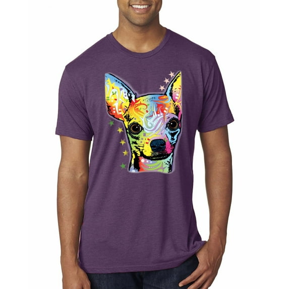 Wild Bobby Dean Russo Colorful Chihuahua Dog Lover Men Premium Tri Blend Tee, Vintage Purple, Medium