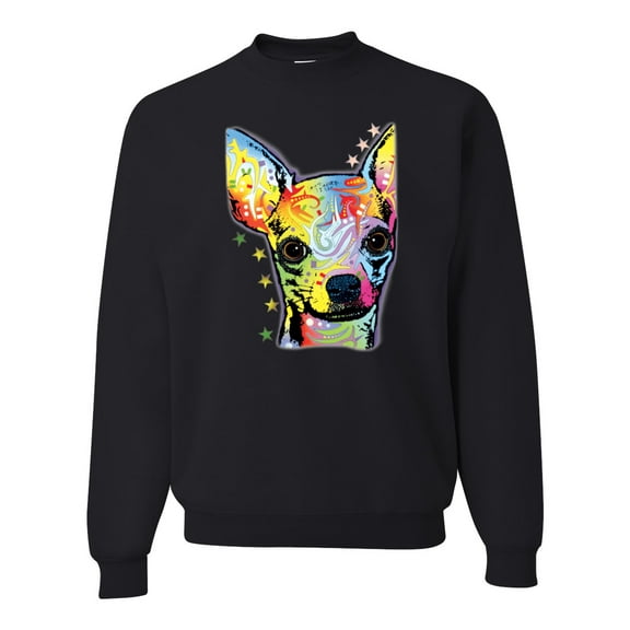 Wild Bobby Dean Russo Colorful Chihuahua Dog Lover Unisex Crewneck Graphic Sweatshirt, Black, Small