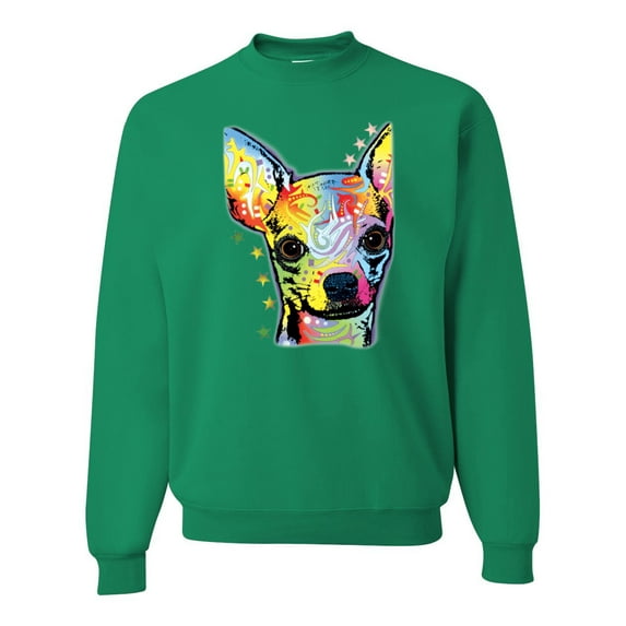 Wild Bobby Dean Russo Colorful Chihuahua Dog Lover Unisex Crewneck Graphic Sweatshirt, Kelly, 5X-Large