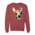 thumbnail image 1 of Wild Bobby Dean Russo Colorful Chihuahua Dog Lover Unisex Crewneck Graphic Sweatshirt, Vintage Heather Red, Large, 1 of 5