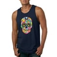 thumbnail image 1 of Wild Bobby Dean Russo Colorful Sugar Skull Streetwear Men Graphic Tank Top, Navy, XX-Large, 1 of 5