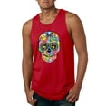 thumbnail image 1 of Wild Bobby Dean Russo Colorful Sugar Skull Streetwear Men Graphic Tank Top, Red, Small, 1 of 5