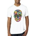 thumbnail image 1 of Wild Bobby Dean Russo Colorful Sugar Skull Streetwear Men Premium Tri Blend Tee, True White, X-Large, 1 of 5