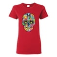 thumbnail image 1 of Wild Bobby Dean Russo Colorful Sugar Skull Streetwear Women Graphic Tee, Red, X-Large, 1 of 5