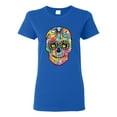 thumbnail image 1 of Wild Bobby Dean Russo Colorful Sugar Skull Streetwear Women Graphic Tee, Royal, Small, 1 of 5