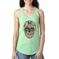 thumbnail image 1 of Wild Bobby Dean Russo Colorful Sugar Skull Streetwear Women Racerback Tank Top, Mint, Small, 1 of 5